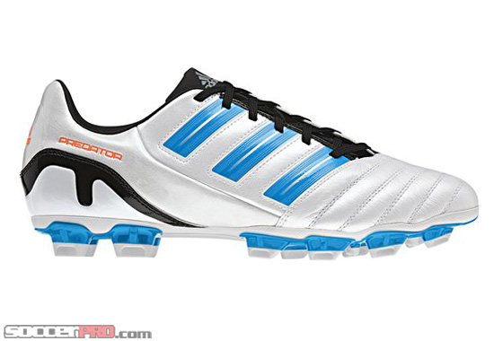 white and blue adidas predator