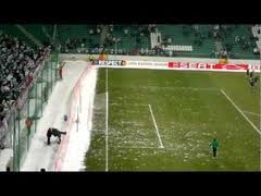Legia Warszawa Welcome Sporting CP With Pre-Game Synchronized Snowball Bombardment…(Video)